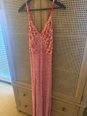 Free People Red Floral Maxi Dress with Mixed Prints